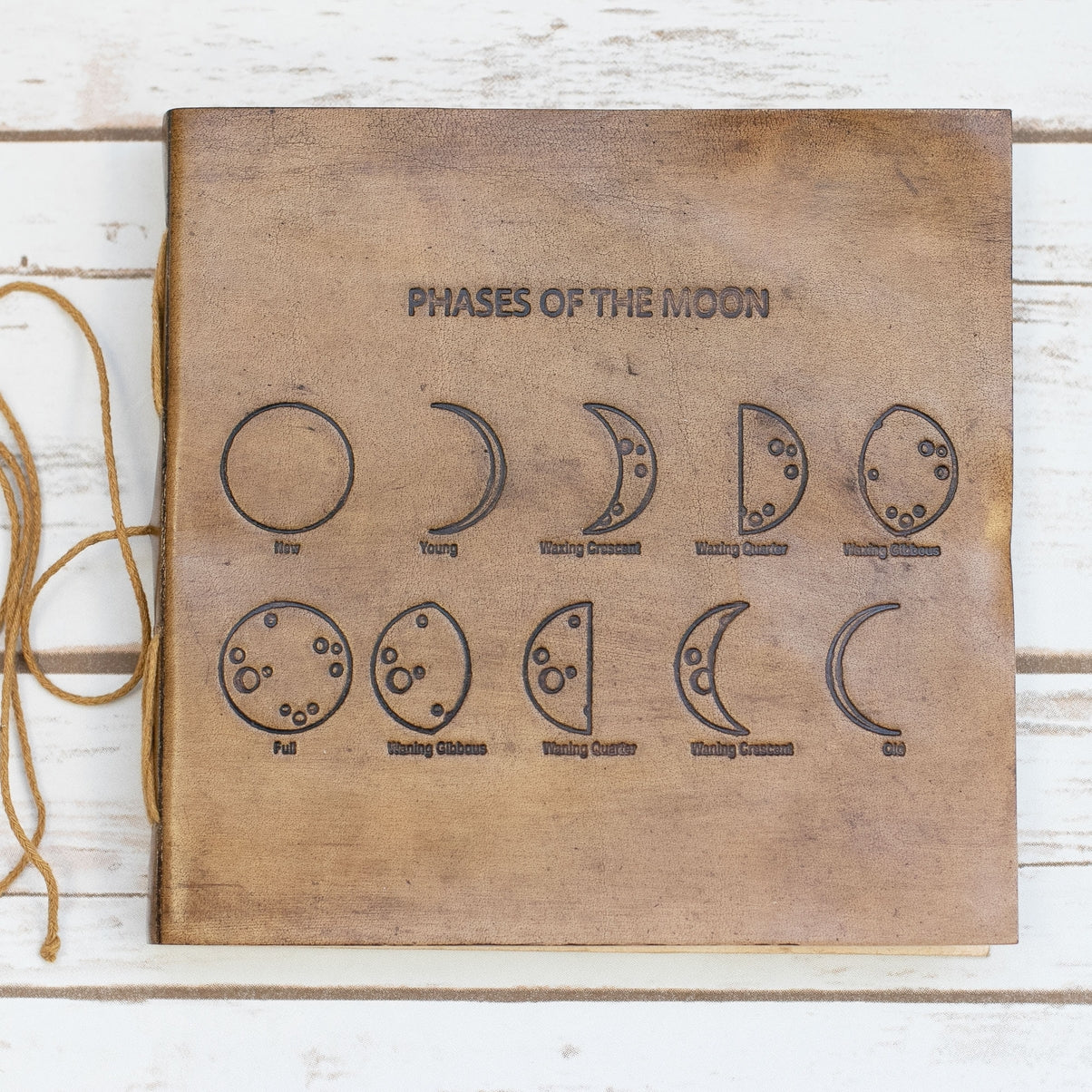 Moon Phases 7x7 Artists Embossed Leather Journal
