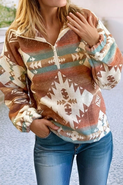 Quarter Zip Western Sweatshirt
