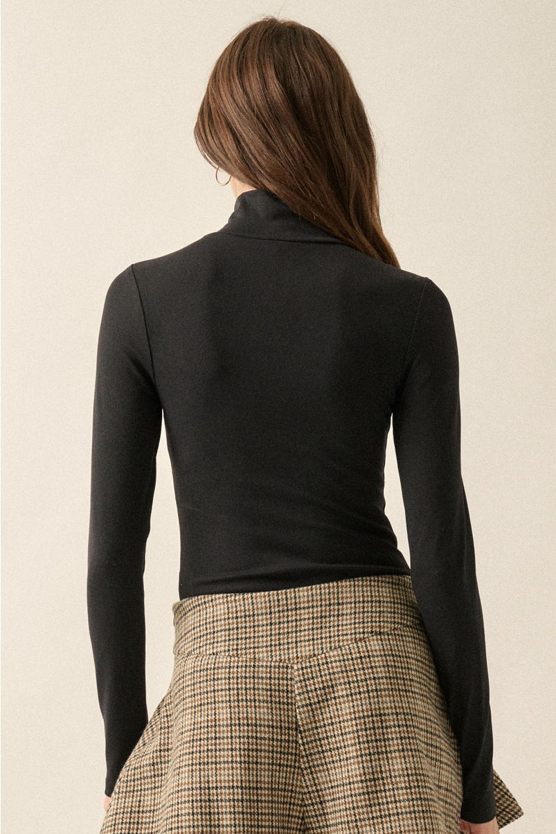 Solid Knit Mockneck Long-Sleeve Bodysuit