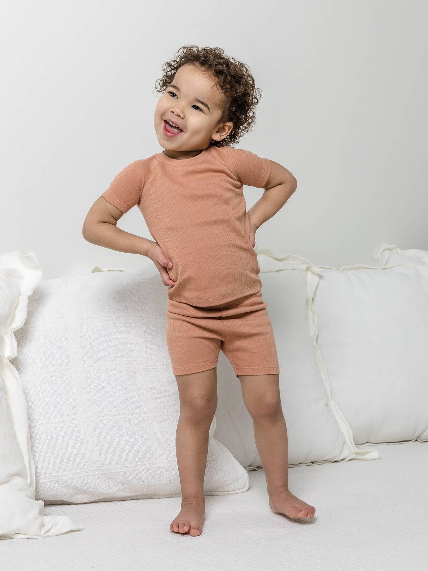Organic Baby and Kids Ribbed Short Sleeve Jammies