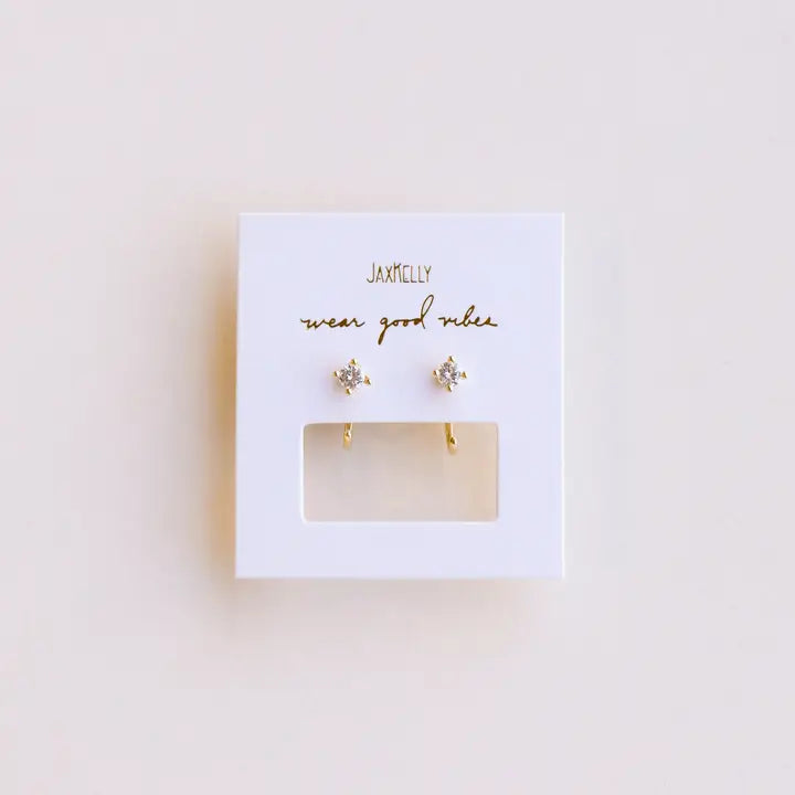 CZ Huggies - White - Gold Earrings