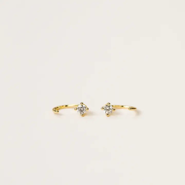 CZ Huggies - White - Gold Earrings