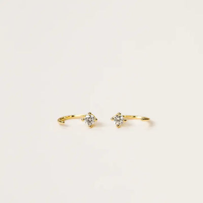 CZ Huggies - White - Gold Earrings