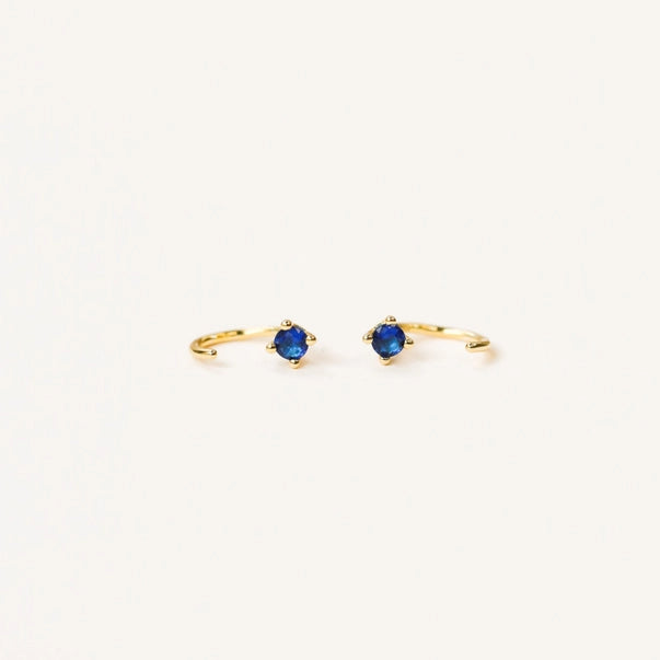 CZ Huggies - Saphire Gold Earrings