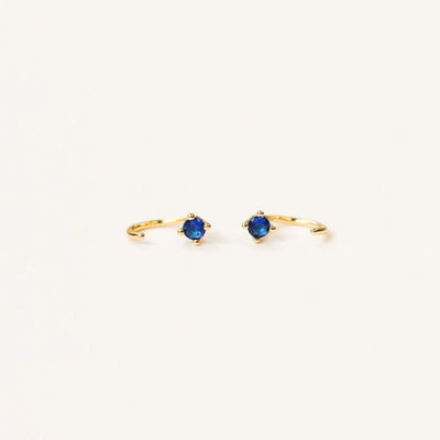 CZ Huggies - Saphire Gold Earrings