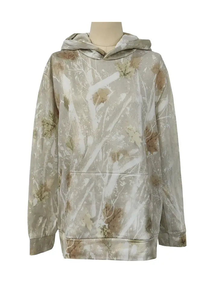 Forest Camo Print Oversized Hoodie