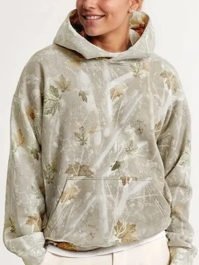 Forest Camo Print Oversized Hoodie
