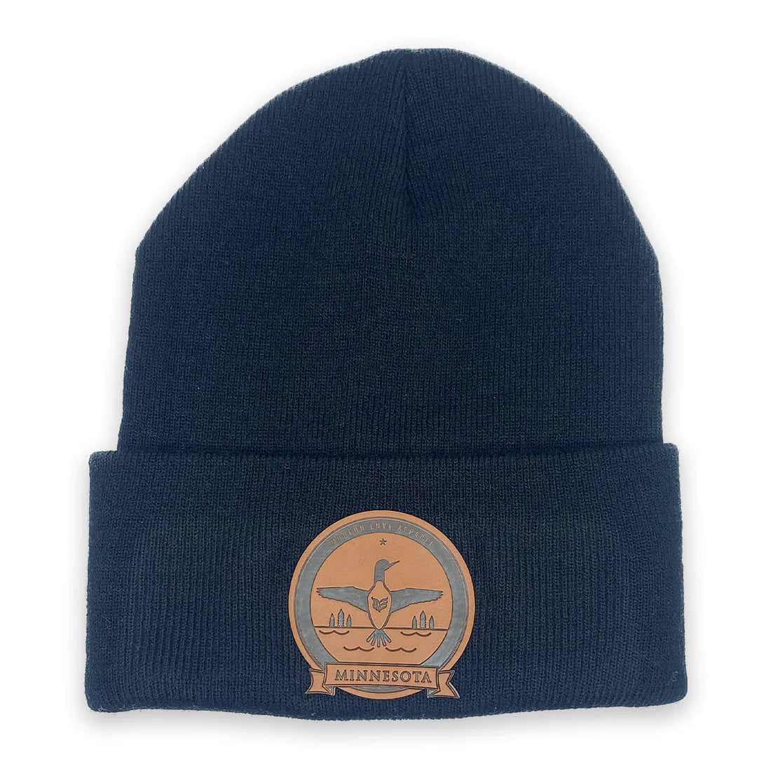 Cuffed Beanie with Leather Loon Patch