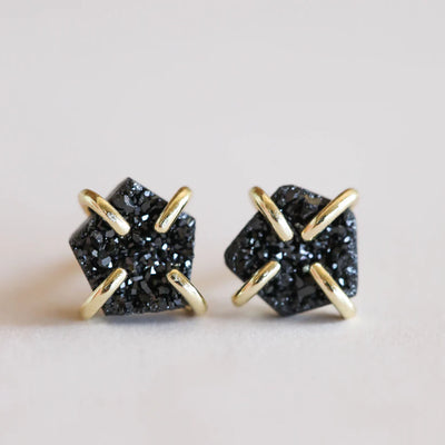 Jaxkelly Druzy Prong- black earrings