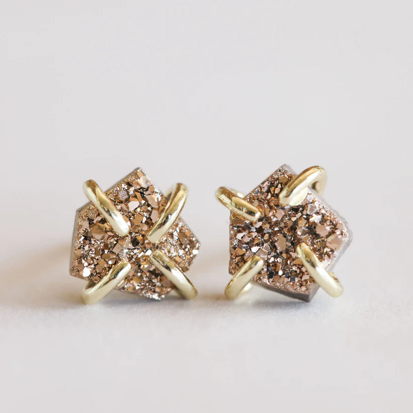 Jaxkelly Druzy Prong- Rose Gold Earrings