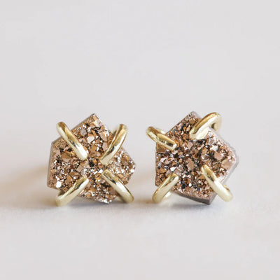 Jaxkelly Druzy Prong- Rose Gold Earrings