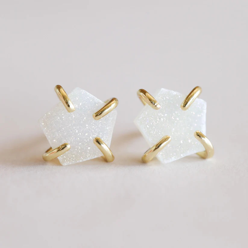 Jaxkelly Druzy Prong- White Earring