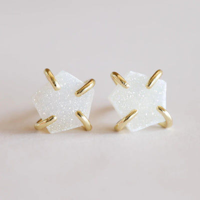 Jaxkelly Druzy Prong- White Earring