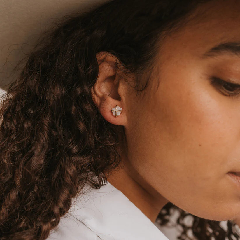 Jaxkelly Druzy Prong- White Earring