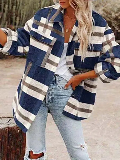 Flannel Lapel Button Jacket