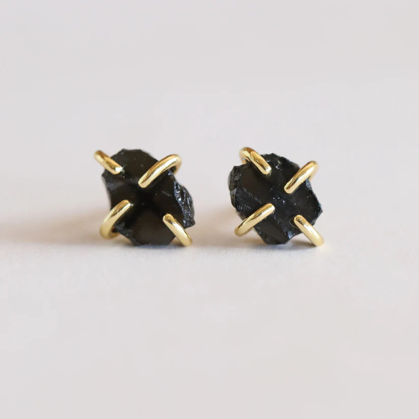 Jaxkelly Gemstone Prong- Obsidian earrings