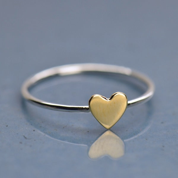 Sterling Silver Ring - Tiny Bronze Heart Ring