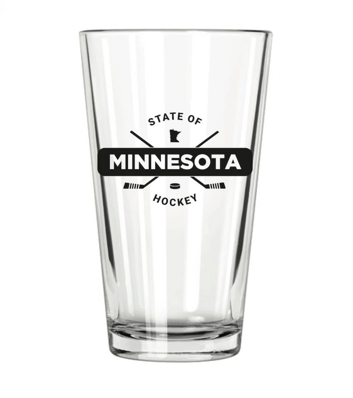 Minnesota State of Hockey Pint Glass
