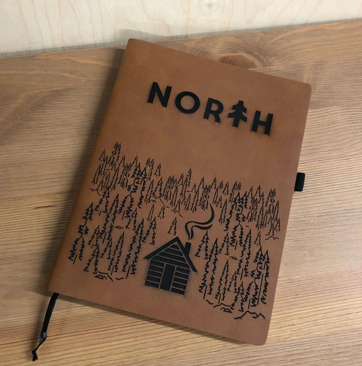 North Laser Engraved Faux Leather Journal