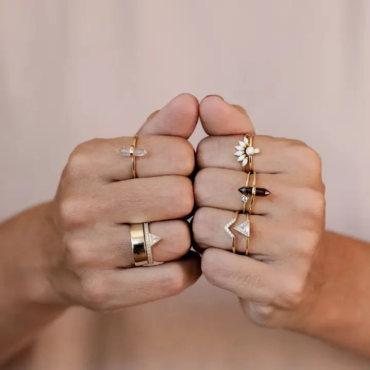 Smoky Quartz Point Gold Ring