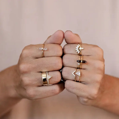Smoky Quartz Point Gold Ring