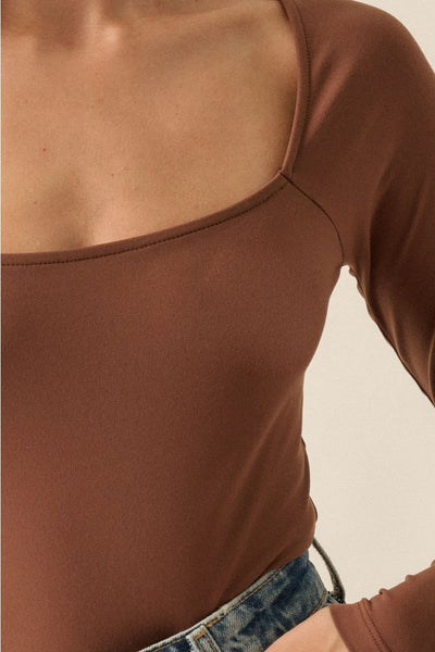 Lifted Fit Square Neck Long-Sleeve Bodysuit