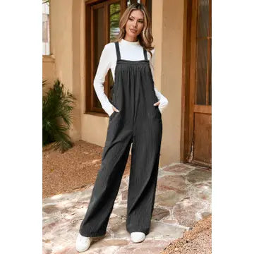 Pocketed Loose Fit Corduroy Overall