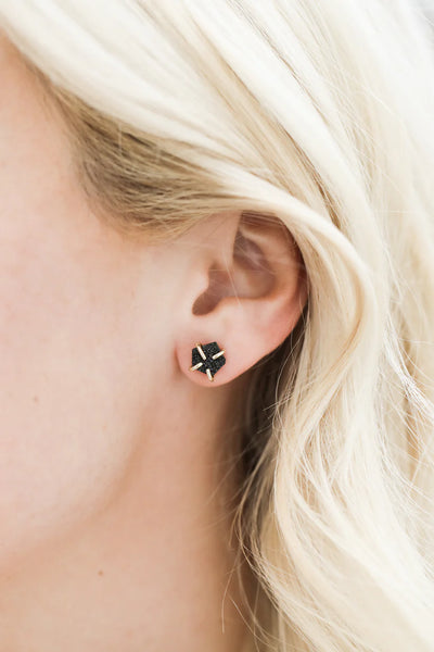 Jaxkelly Druzy Prong- black earrings