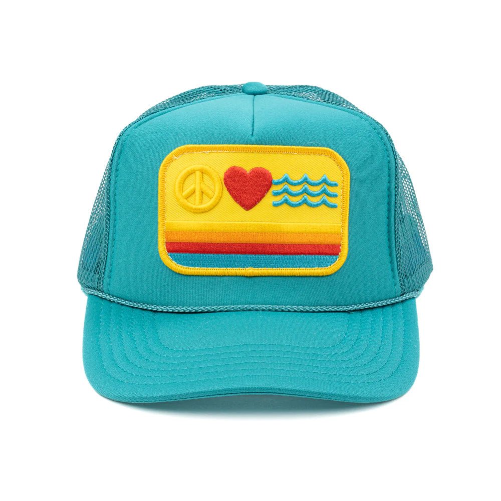 Peace Love & Waves Patch Trucker Hat