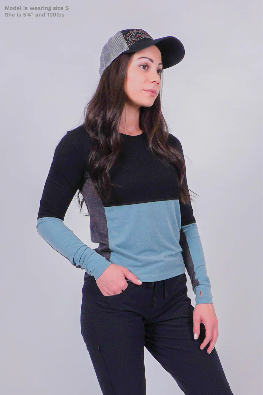 womens dyer tek long sleeve aqua flume