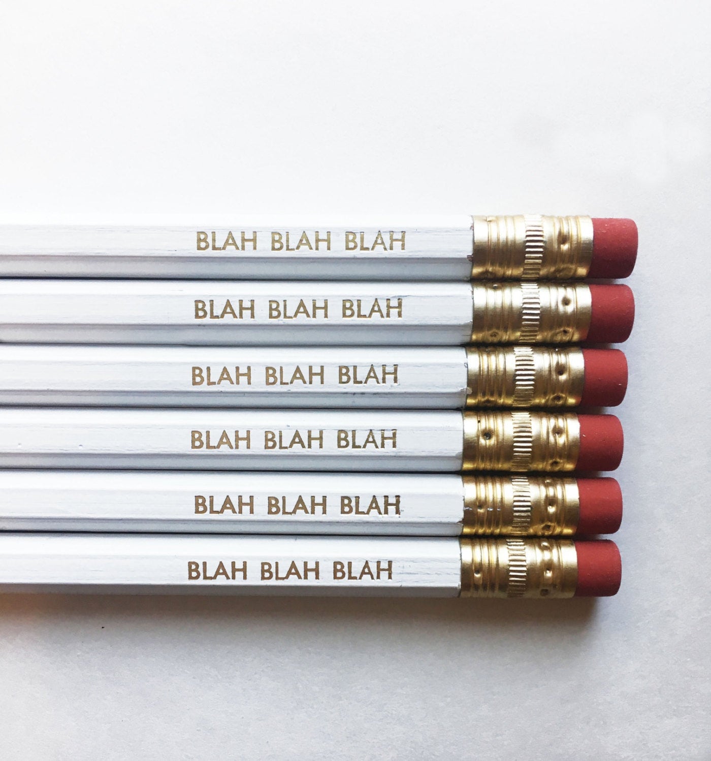 Blah Blah Blah Gold Foil Pencils - The Lake and Company