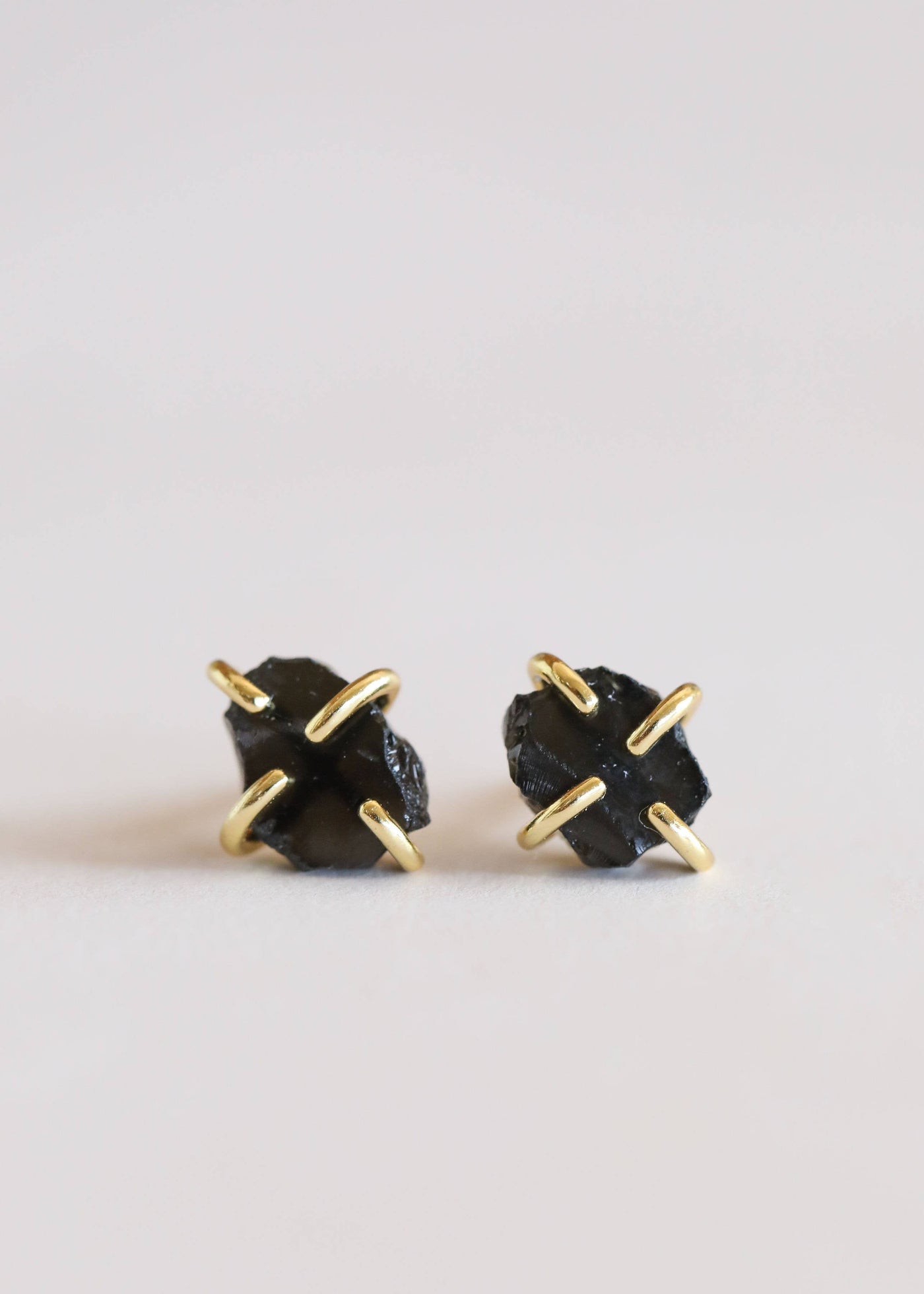 Obsidian Gemstone Prong Earrings - The Lake and Company
