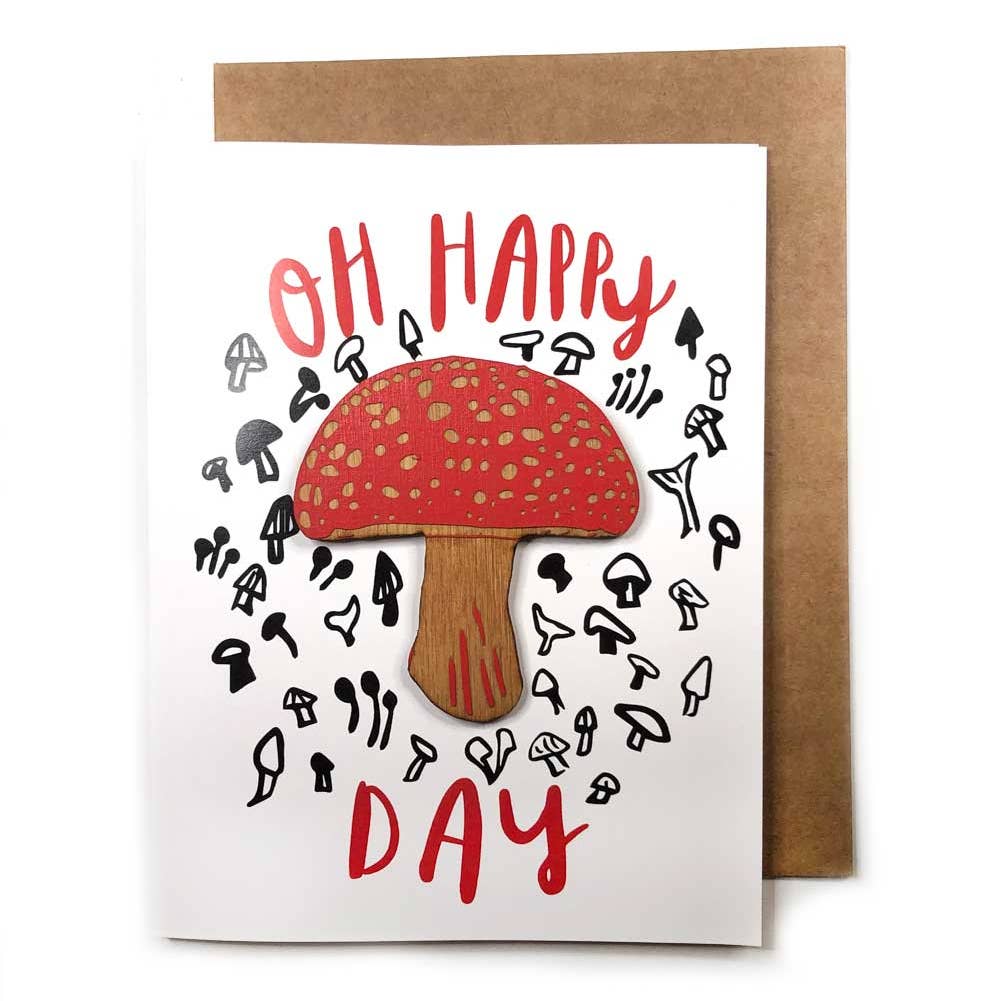 Oh Happy Day Amanita Mushroom Magnet w/ Card