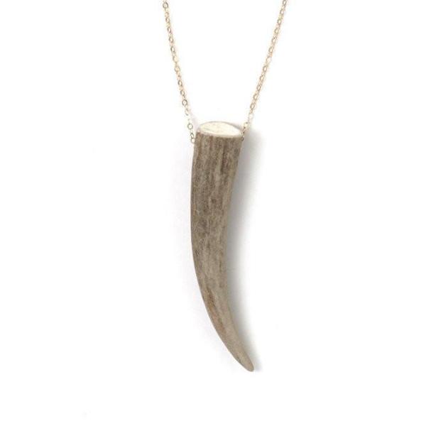 Dark Unembellished Antler Tip Necklace - The Lake and Company