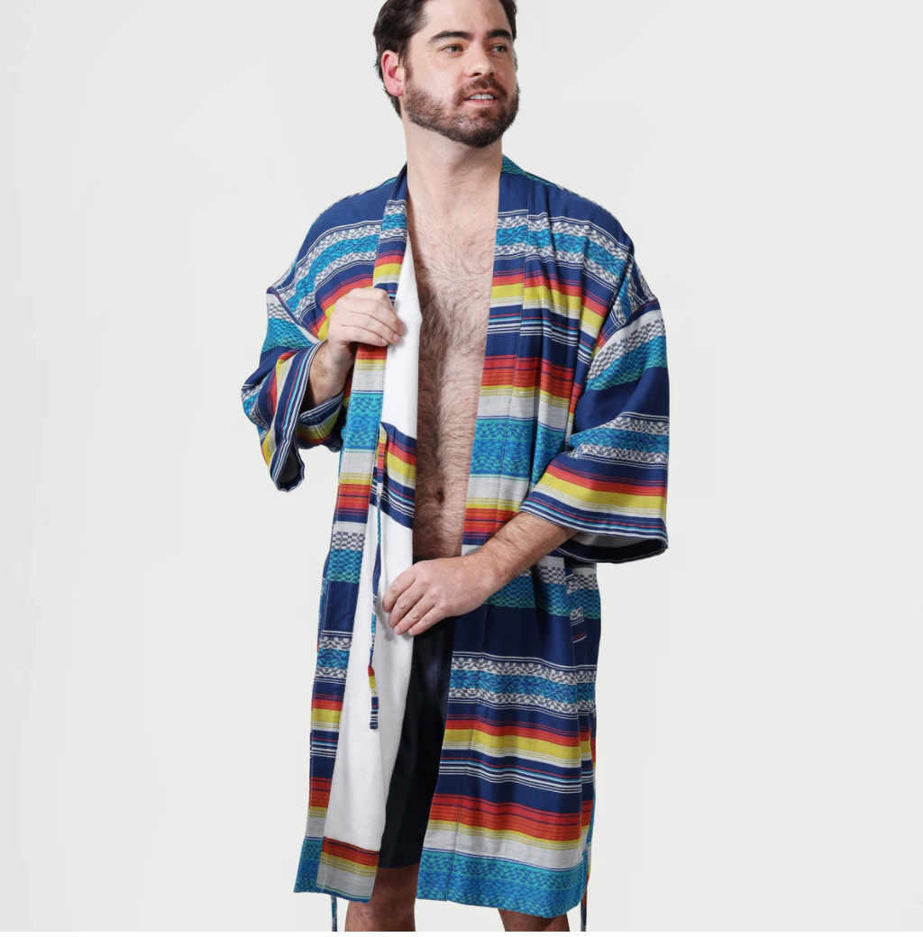 Men's El Garibaldi Robe - Escondido Stripe, Alebrijes - The Lake and Company