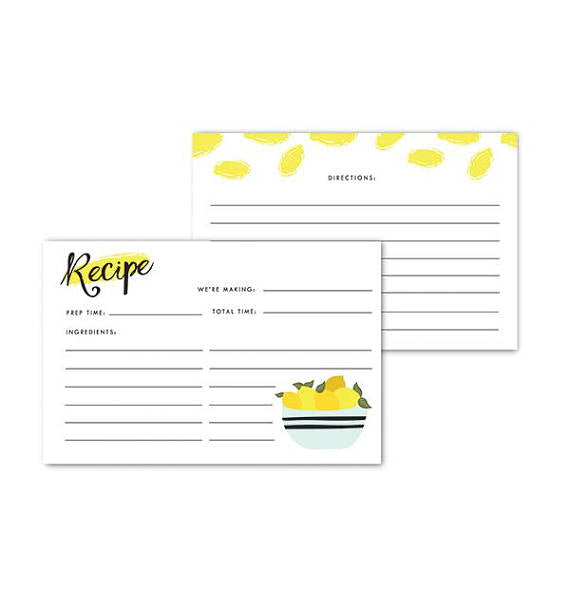 Lemon Bowl Recipe Cards - The Lake and Company